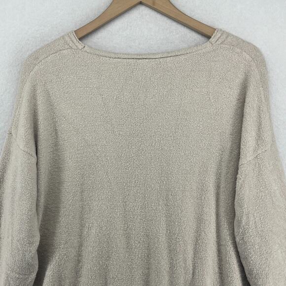 BAREFOOT DREAMS Sweater Womens L Cozy Chic Lite Plush V-Neck Pullover Beige - Picture 4 of 14